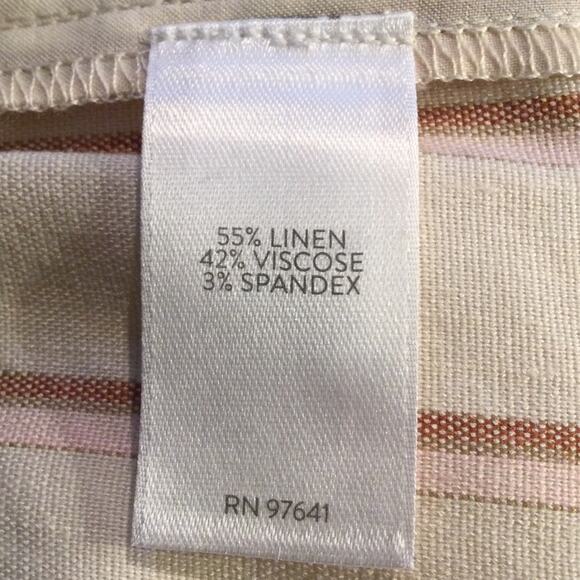 J.Jill Jenna Crop Stripped Linen Blend Pants Barleymult M petite - Picture 5 of 6